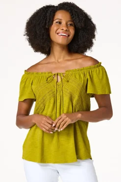 Lace Trim Tie Neck Top