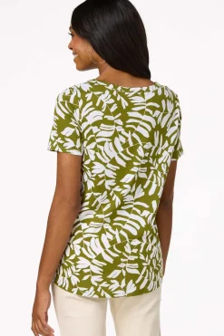 Lacy Leaf Print Top