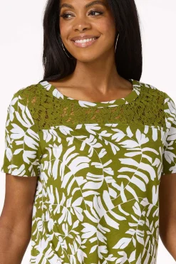 Lacy Leaf Print Top
