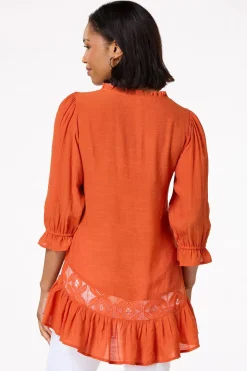 Lacy Ruffled Crepe Tunic