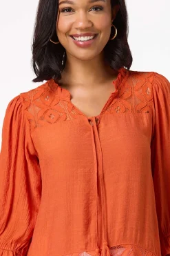 Lacy Ruffled Crepe Tunic