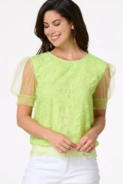 Lacy Tulle Sleeve Top