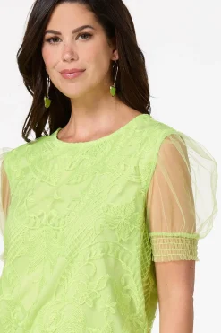 Lacy Tulle Sleeve Top