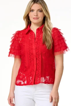 Lacy Tulle Sleeve Top