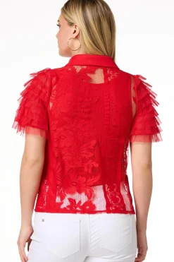 Lacy Tulle Sleeve Top