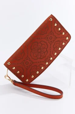 Laser Cut Studded Wristlet Wallet