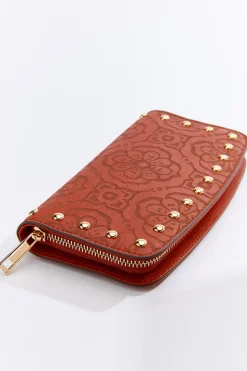 Laser Cut Studded Wristlet Wallet