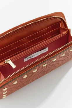 Laser Cut Studded Wristlet Wallet