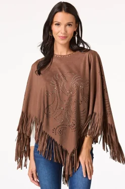 Laser Cut Suede Poncho