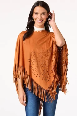 Laser Cut Suede Poncho