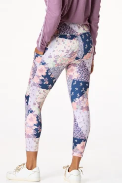 Lavender Floral Patchwork Leggings