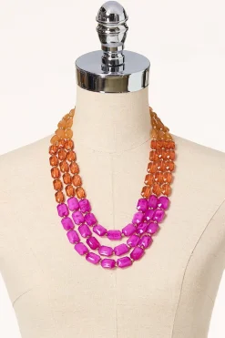 Layer Beaded Lucite Necklace Set