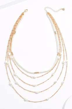 Layered Chain Pearl Necklace