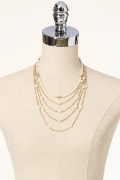 Layered Chain Pearl Necklace