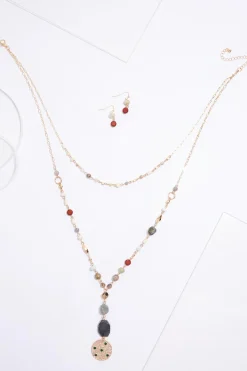 Layered Long Beaded Necklace Set