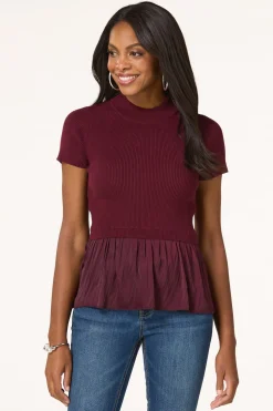 Layered Satin Hem Sweater