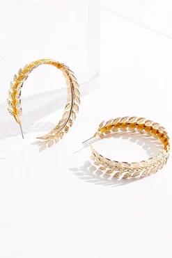 Leaf Thread Wrapped Hoop Earrings