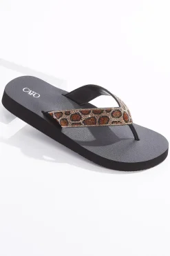 Leopard Embellished Thong Sandals