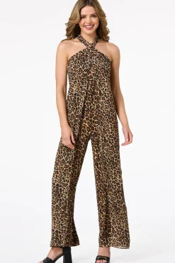 Leopard Halter Jumpsuit