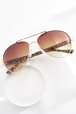 Leopard Pattern Aviator Sunglasses