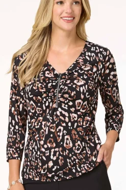 Leopard Zip Front Top
