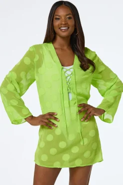 Lime Green Polka Dot Cover- Up