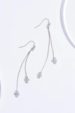 Linear Cubic Zirconia Cross Earrings