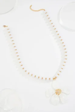 Lucite Flower Statement Necklace