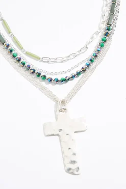 Lucite Layer Cross Pendant Necklace