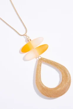 Lucite Mesh Wire Pendant Necklace Set