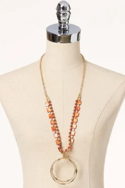 Lucite Multi Ring Pendant Necklace