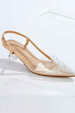 Lucite Stone Slingback Pumps
