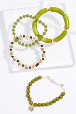 Lucite Tube Rondelle Bracelet Set