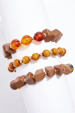 Lucite Wood Bracelet Set