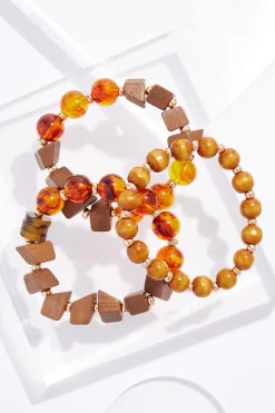 Lucite Wood Bracelet Set