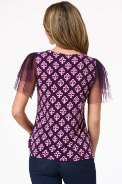 Medallion Tulle Sleeve Top