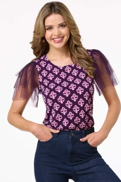 Medallion Tulle Sleeve Top
