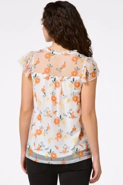 Mesh Floral Embroidered Top
