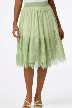 Mesh Lace Midi Skirt