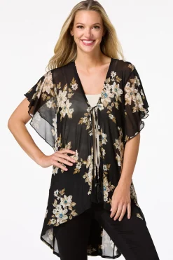 Mesh Midnight Floral Kimono