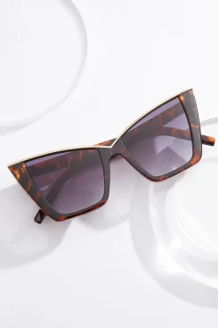 Metal Bar Tortoise Cat Eye Sunglasses
