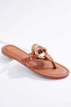 Metal Hoop Thong Sandals