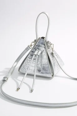 Metallic Croc Triangle Wristlet