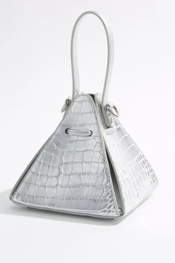 Metallic Croc Triangle Wristlet