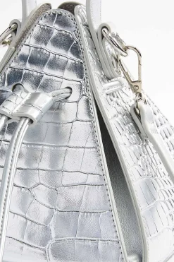 Metallic Croc Triangle Wristlet