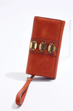 Metallic Disc Whipstitch Wallet