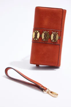 Metallic Disc Whipstitch Wallet