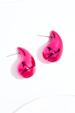 Metallic Pink Tear Earrings