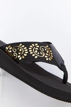 Metallic Scroll Flip Flops