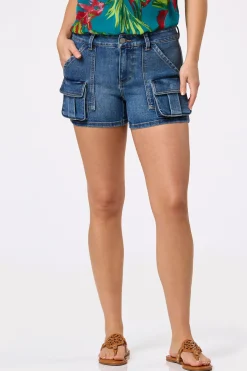 Mid Denim Cargo Shorts